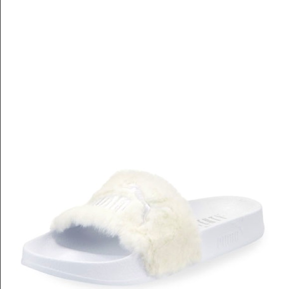 Fenty Faux Fur Leadcat White Slides - Size 10.5 - Picture 4 of 12
